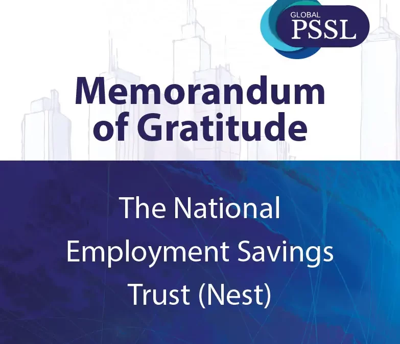 Global PSSL Memorandum of Gratitude to The National Employment Savings Trust (Nest)